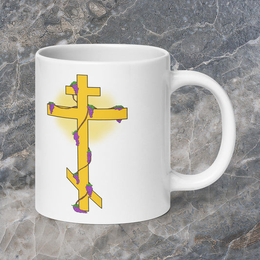 Vined Cross (Double Print) White Mug